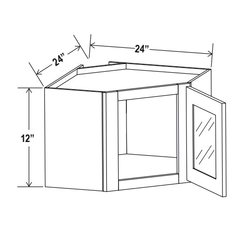 Gabinetes diagonales con puertas de vidrio