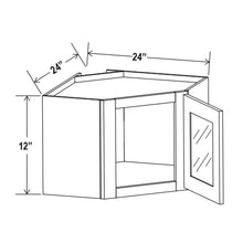 White Shaker Diagonal Glass Door Corner Wall Cabinet