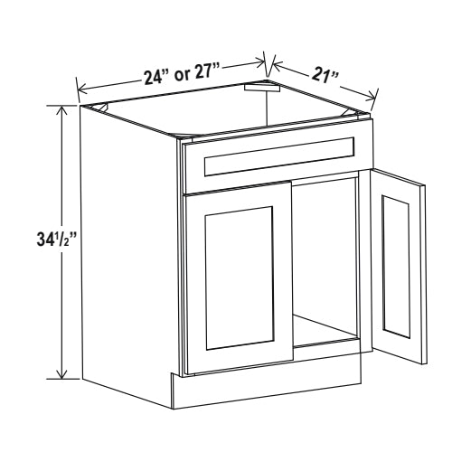 Hudson Grey Shaker Vanity Sink Base