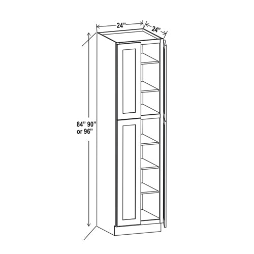 Hudson Grey Shaker Pantry Cabinets - Double Doors