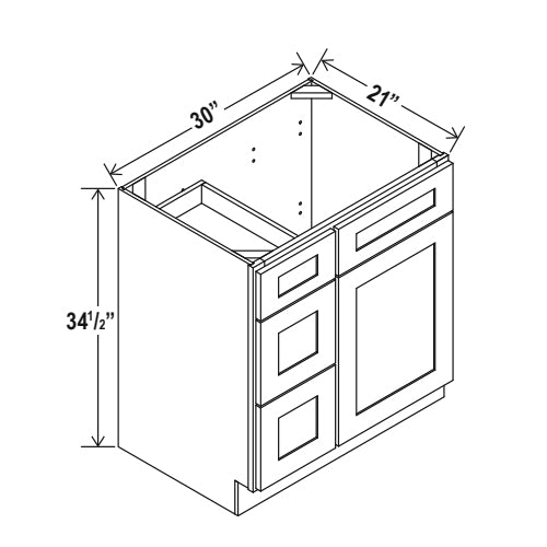 Hudson Grey Shaker Vanity Sink Bases Left