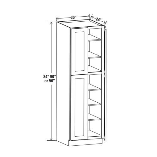 Hudson Grey Shaker Pantry Cabinets - Double Doors