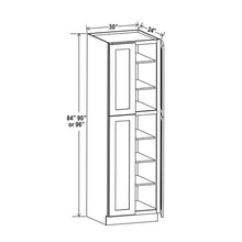 White Shaker 30''W Two Double Door Utility Pantry Cabine
