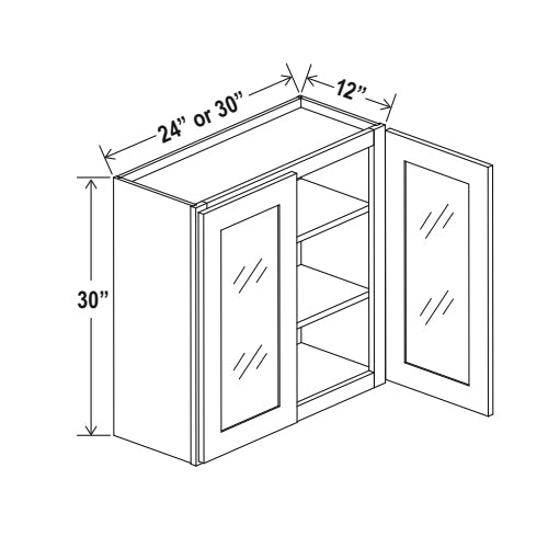 Gabinetes de pared de 30" con puertas de vidrio - Doble puerta