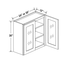 30" Wall Cabinets with Glass Doors - Double Door