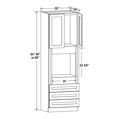 Hudson Grey Shaker Oven Cabinets - 30" Wide