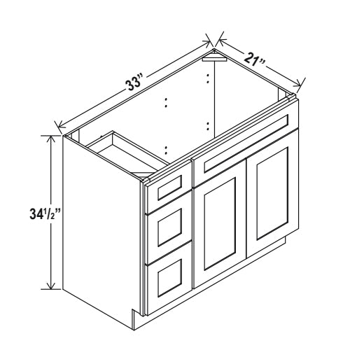 Hudson Grey Shaker Vanity Sink Bases Left