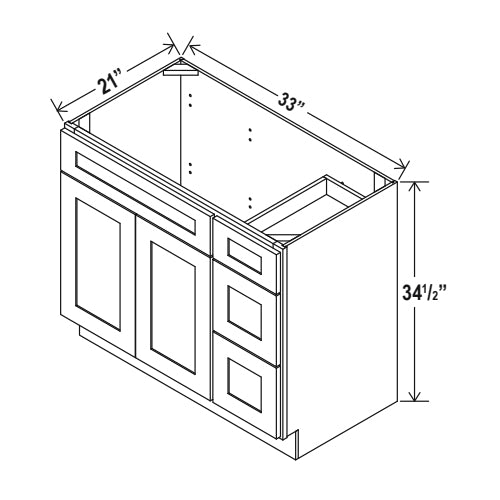 Hudson Grey Shaker Vanity Sink Bases Right