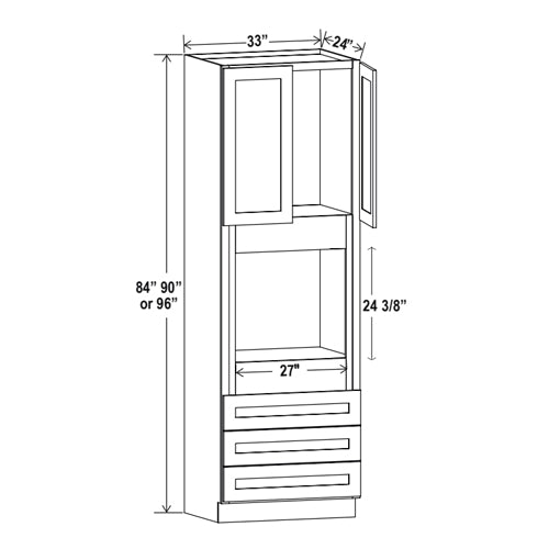 Hudson Grey Shaker Oven Cabinets - 33" Wide