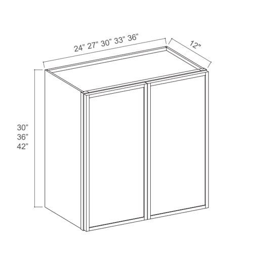 30" High Wall Cabinets - Slim Aston Green Shaker Double Door