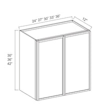 30" High Wall Cabinets - Slim White Oak Double Door
