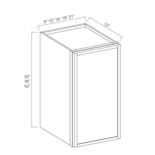 36" High Wall Cabinets - Slim Aston Green Shaker Single Door