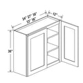 Gabinetes de pared de 36" de alto - Puerta doble White Shaker