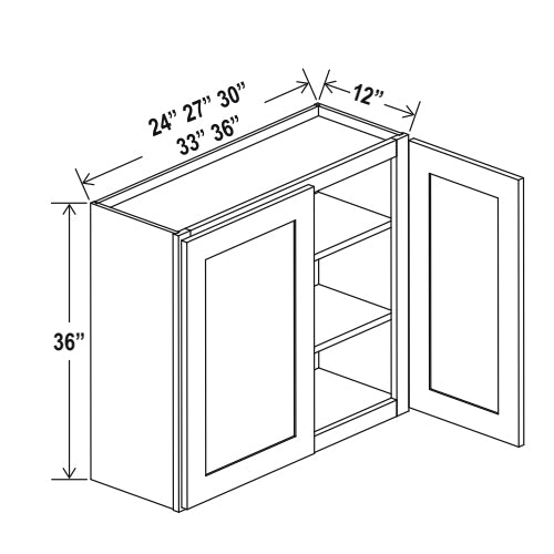 Gabinetes de pared de 36" de alto - Puerta doble White Shaker
