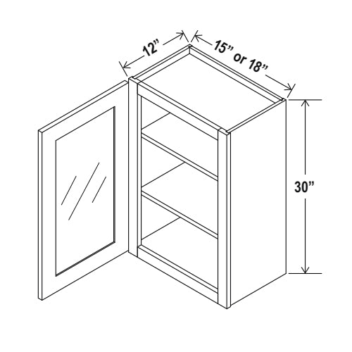 Gabinetes de pared de 36" con puertas de cristal - Puerta simple