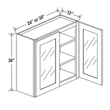 36" Wall Cabinets with Glass Doors - Double Door