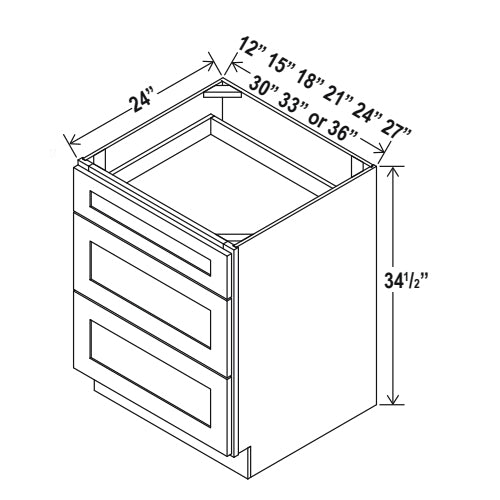 Hudson Grey Shaker 3 Drawer Bases