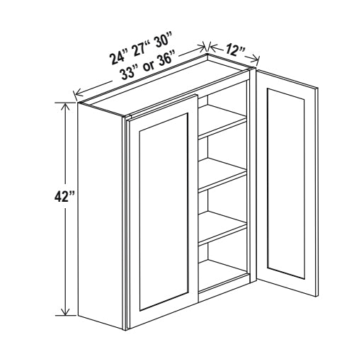Muebles altos de cocina de 42" - Blanco Shaker Doble Puerta