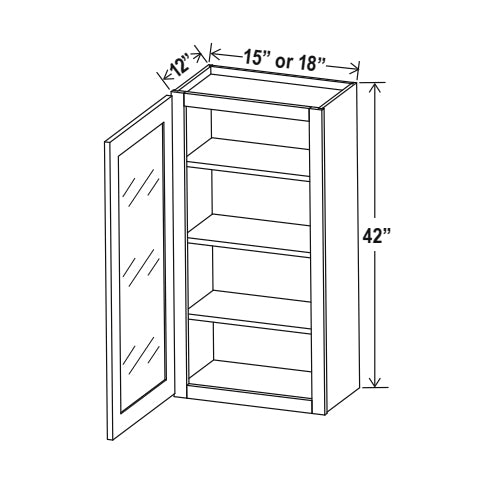 Muebles altos de 42" con puertas de cristal - Una puerta