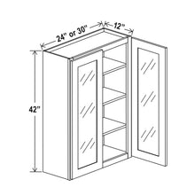 42" Wall Cabinets with Glass Doors - Double Door