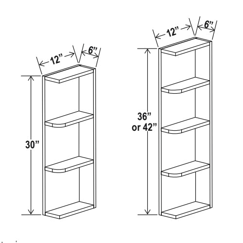 Hudson Grey Shaker Open End Wall Shelves