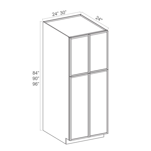 Slim Aston Green Shaker Pantry Cabinets - Double Doors