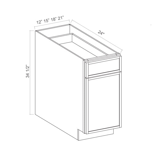 Slim White Oak Single Door Single Drawer Bases