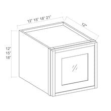 Slim White Oak 12" Tall Single Door Stacker Cabinets with Glass