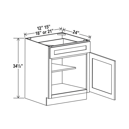 Hudson Grey Shaker Single Door Single Drawer Bases