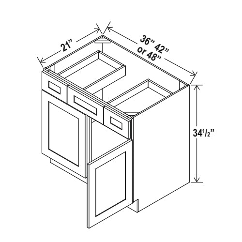 Hudson Grey Shaker Vanity Sink Drawer Bases