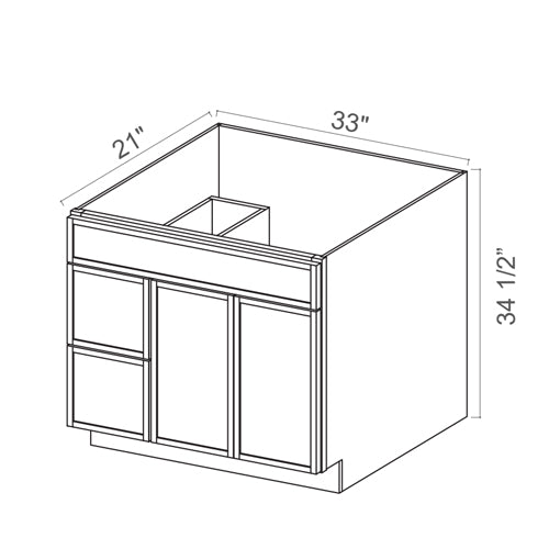 Slim Aston Green Shaker Vanity Sink Bases Left