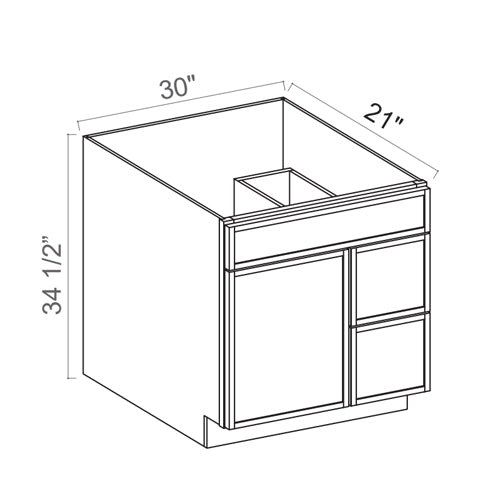 Slim Aston Green Shaker Vanity Sink Bases Right