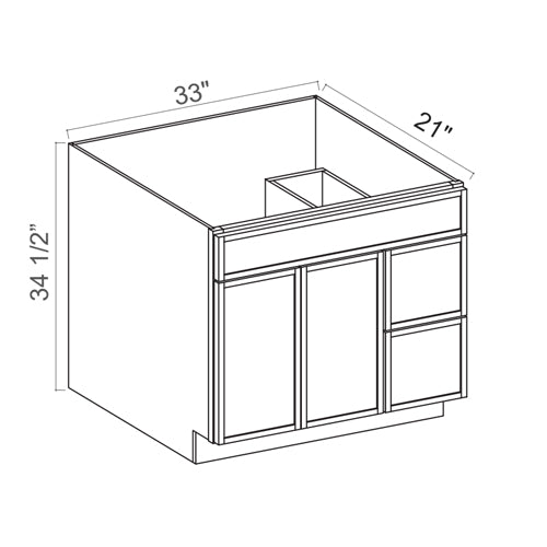 Slim Aston Green Shaker Vanity Sink Bases Right