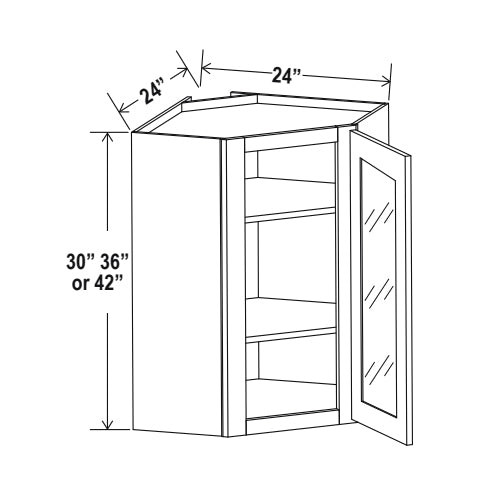 Gabinetes diagonales con puertas de vidrio